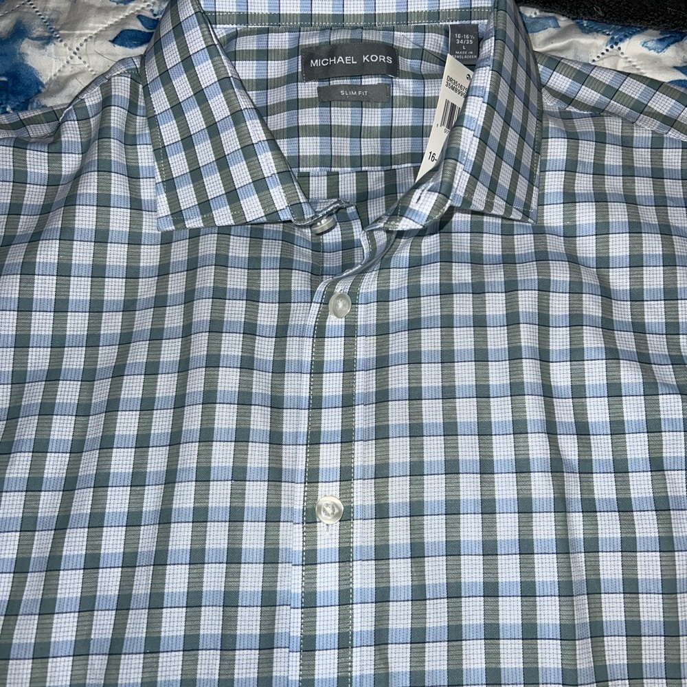 Michael Kors Men's Blue Checkered Shirt